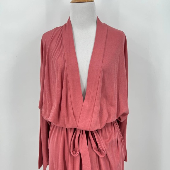 HANKY PANKY Womens Pima Cotton Robe Pink One Size Mid-length Long Sleeve NWT - Picture 3 of 8